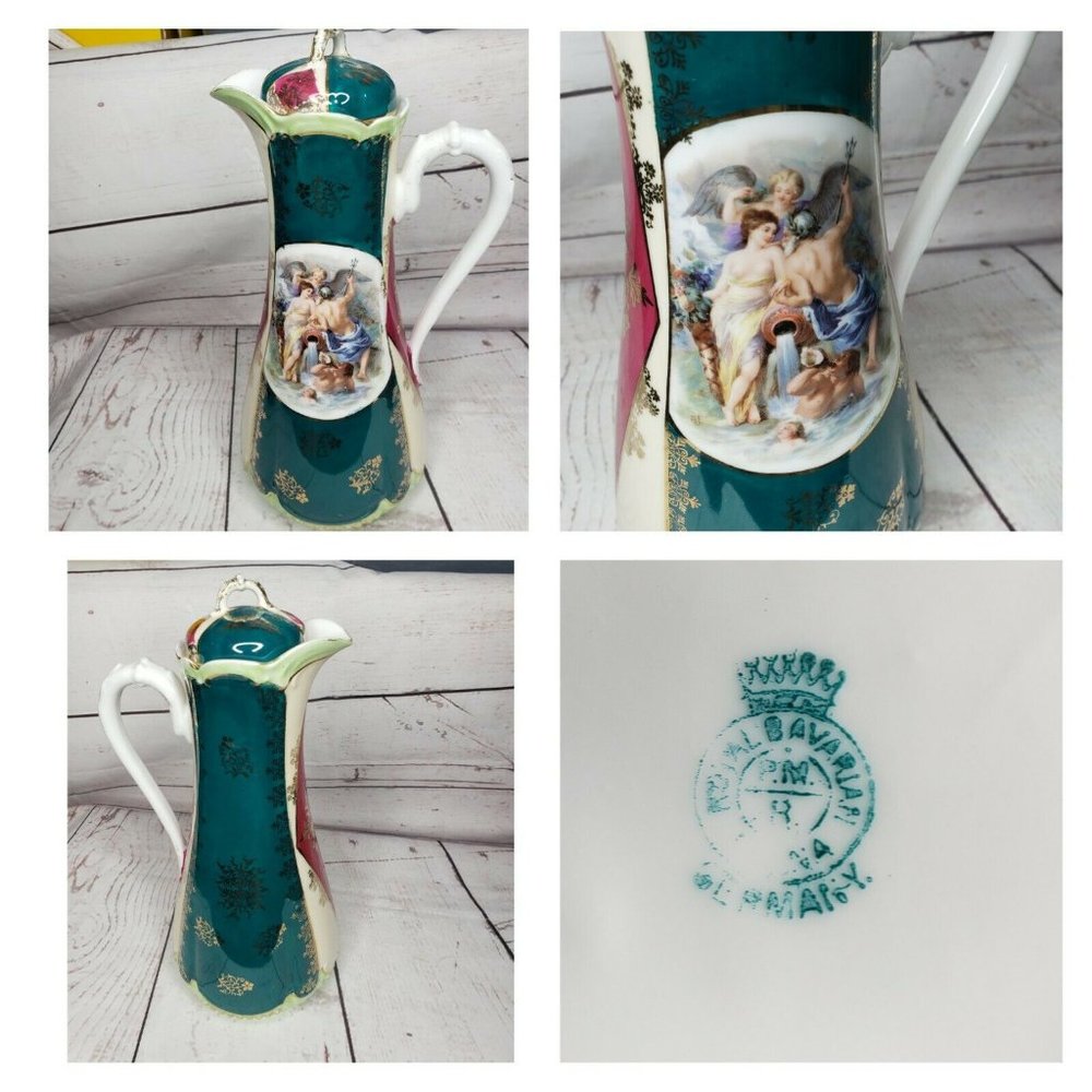 Vintage Royal Bavarian Teapot With Angel Print